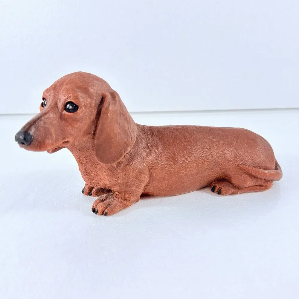 Vintage Sandicast Large Brown Dachshund Weiner Dog Figurine Sandra Brue Signed